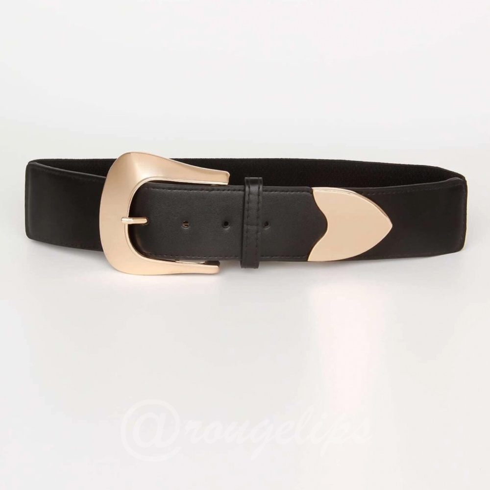 Black Belt Gold Tone Buckle - Picture 2 of 8